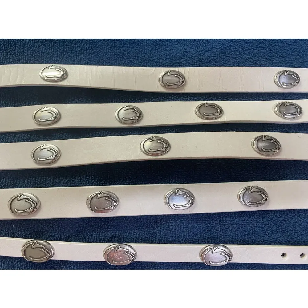 Penn State Nittany Lions White Leather Dog Collar With Conchos Multiple Sizes